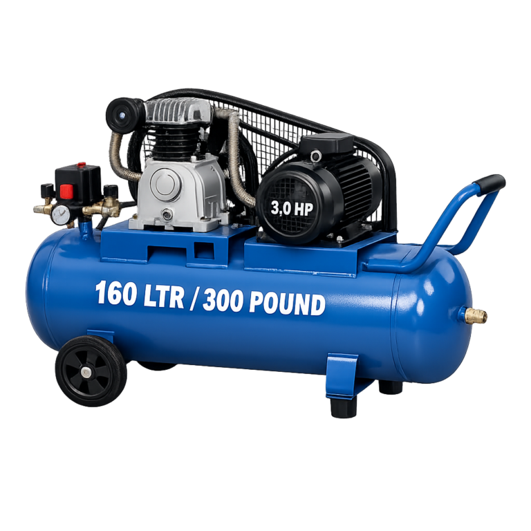 Reciprocating Portable Belt Drive Air Compressor 3.0 HP with Motor 160 Ltr (300 Pound) Tank