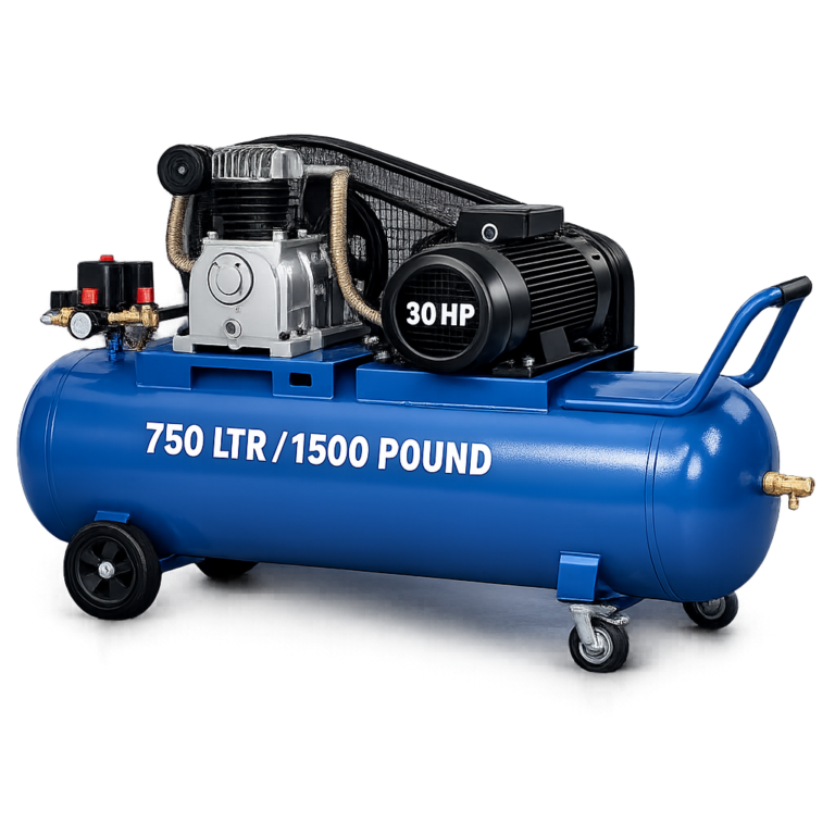 Reciprocating Portable Belt Drive Air Compressor 30 HP with Motor 750 Ltr (1500 Pound) Tank