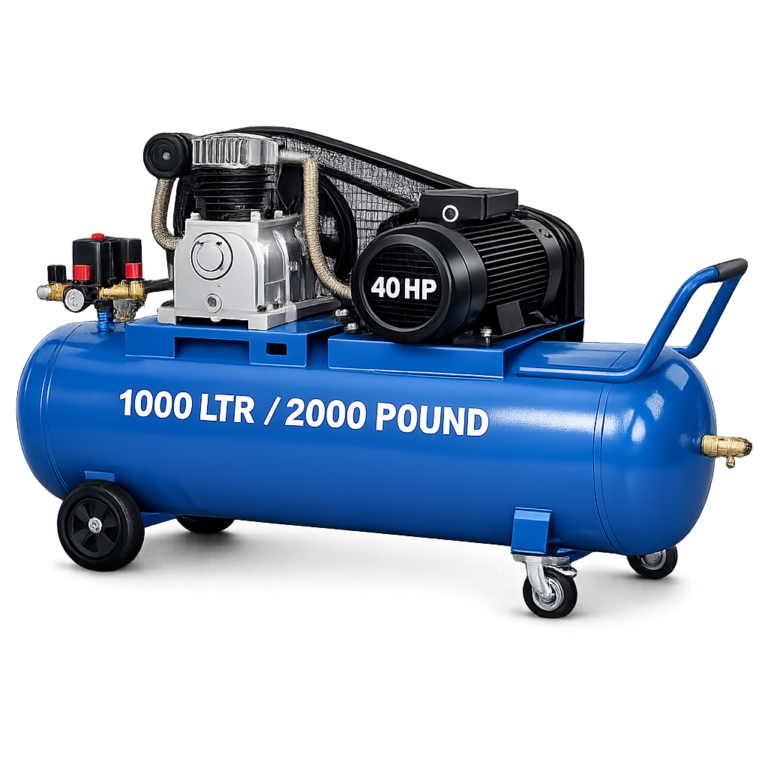 Reciprocating Portable Belt Drive Air Compressor 40 HP with Motor 1000 Ltr (2000 Pound) Tank