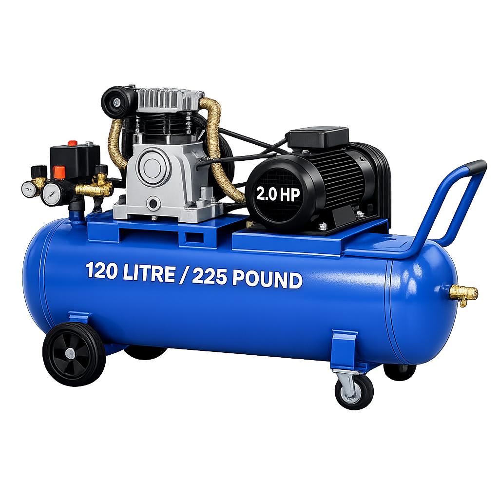 Reciprocating Portable Belt Drive Air Compressor with 2051 120 Litre (225 pound) without Beltguard 2.0 HP Motor