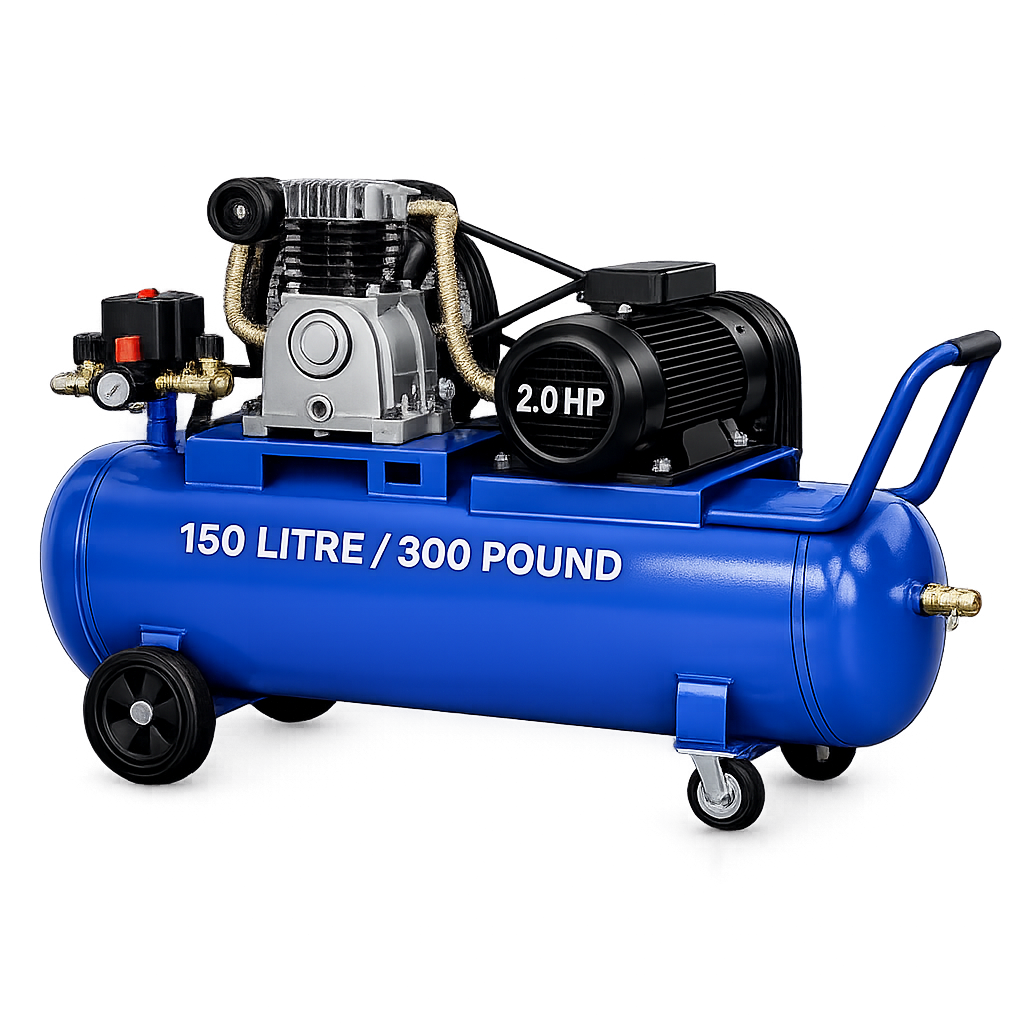 Reciprocating Portable Belt Drive Air Compressor with 2051 150 Litre (300 pound) without Beltguard 2.0 HP Motor