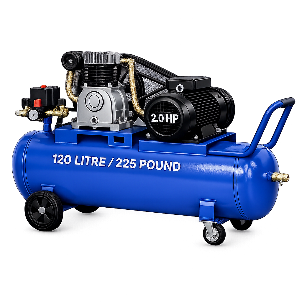 Reciprocating Portable Belt Drive Air Compressor with 2065 120 Litre (225 pound) without Beltguard 2.0 HP Motor