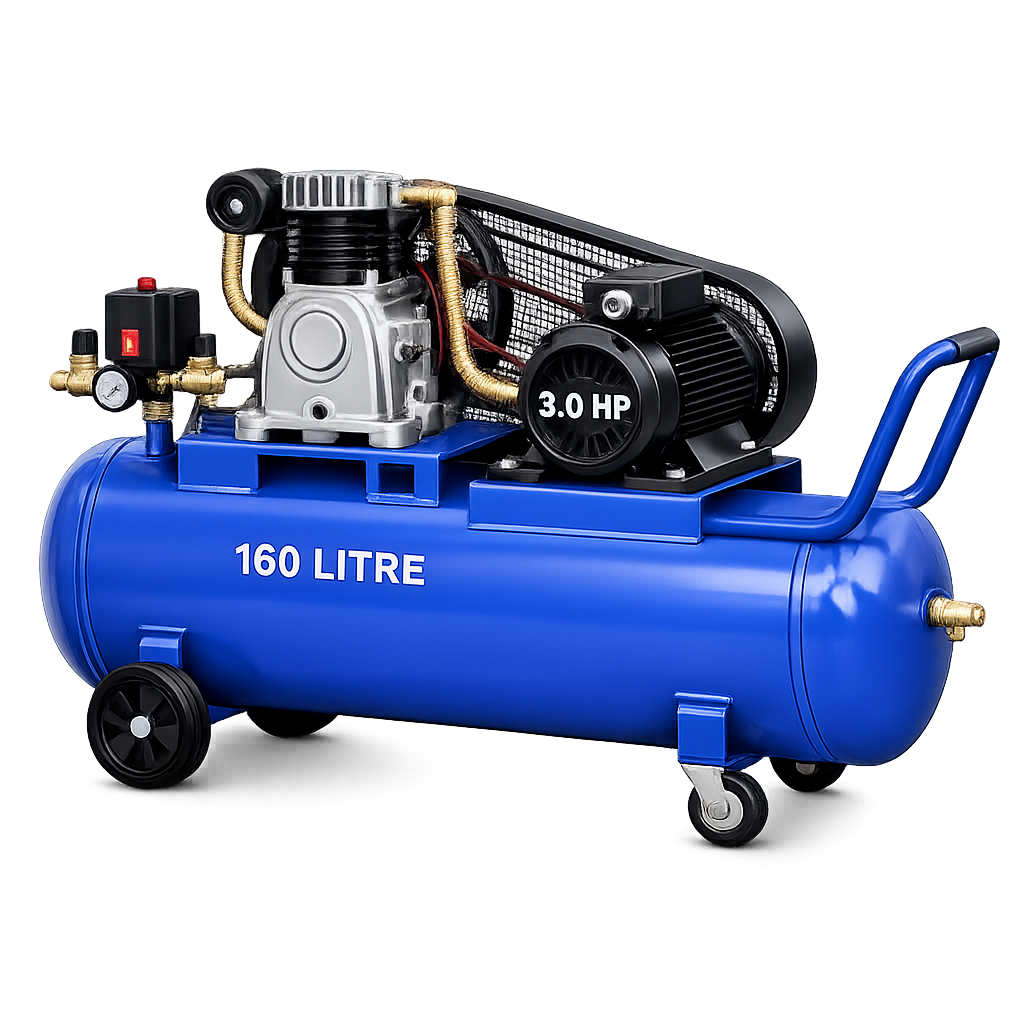 Reciprocating Portable Belt Drive Air Compressor with 3065 160 Litre with Beltguard 3.0 HP Motor