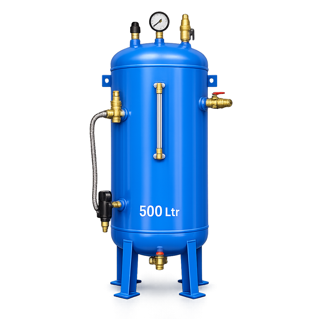 Vertical Air Receiver Tank 500 Ltr with Standard Accessories